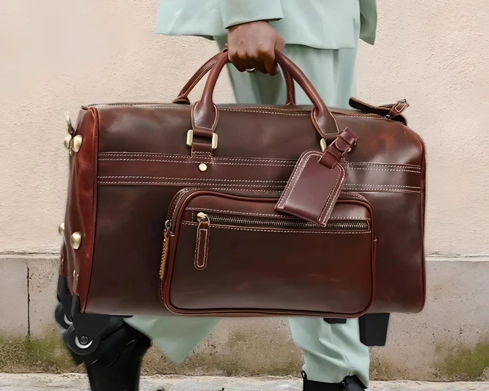 mens leather carry on
