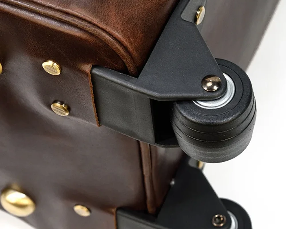 leather carry on bag wheels
